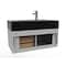 Castello Usa Nile 36" Wall Mounted Gray Vanity With Black Top And  Brushed Nickel Handles CB-MC-36G-BN-2053-BL - alternate 8